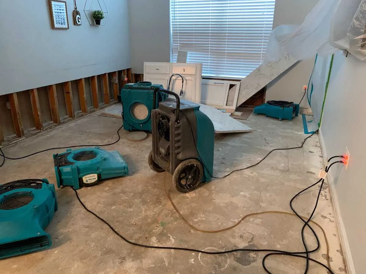 Dehumidifier in flood-cut room for Water Extraction & Removal in Lansdale